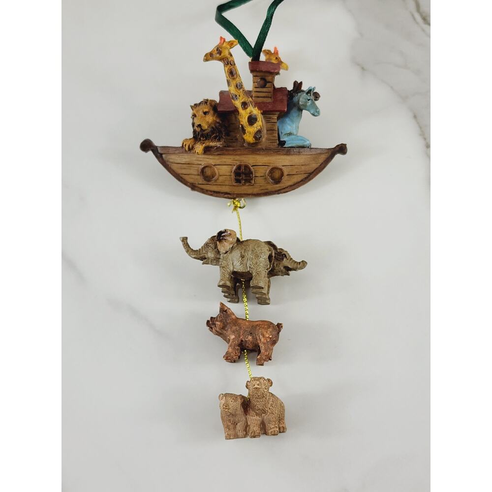 Noah's Ark Christmas Tree Ornament 6" Bear Pig Lion Elephant Giraffe 90s Vintage